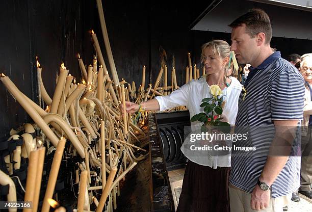 Gerry and Kate McCann visit a shrine to pray for missing daughter Madeleine on may 23, 2007 in in Fatima, Portugal. The parents of missing four-year,...