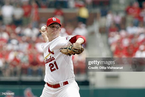 Starting pitcher Kip Wells of the St. Louis Cardinals throws against the Houston Astros on May 5, 2007 at Busch Stadium in St. Louis, Missouri. The...