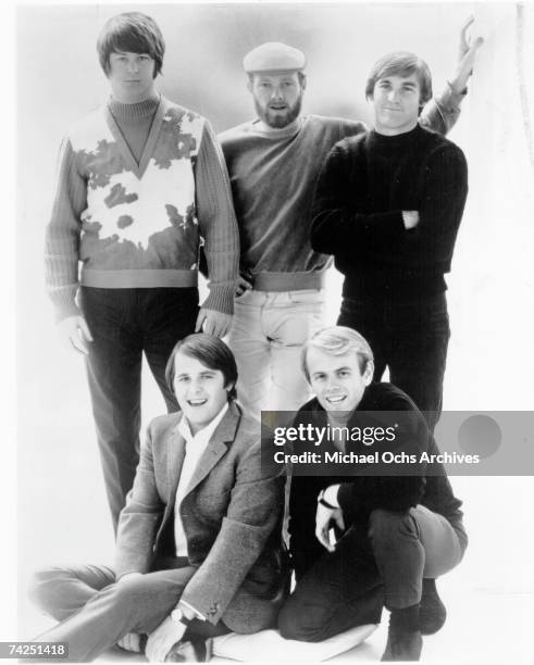 Rock and roll band "The Beach Boys" pose for a portrait in circa 1966. Brian Wilson, Mike Love, Dennis Wilson, Al Jardine, Carl Wilson.