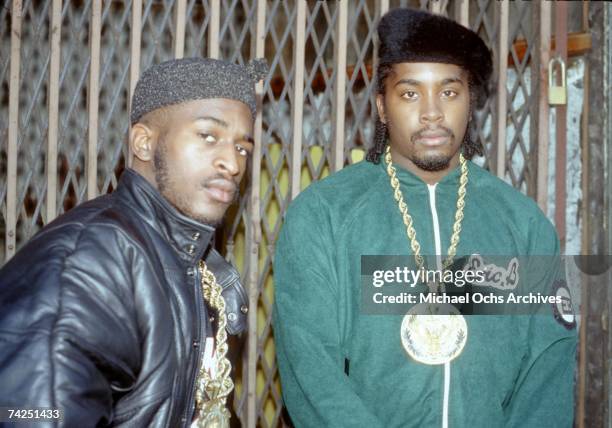 Rappers Eric B & Rakim pose for a portrait session in 1987 in New York, New York.