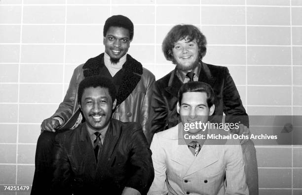 Al Jackson, Booker T. Jones, Donald "Duck" Dunn, and Steve Cropper of the R&B band Booker T & the MG's pose for a portrait at the Stax Christmas...