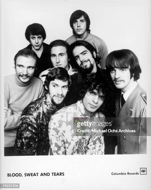 Dick Halligan, Steve Katz, Jerry Weiss , Bobby Colomby , Randy Brecker, Jim Fielder, Al Kooper, and Fred Lipsius of the rock and roll group "Blood...