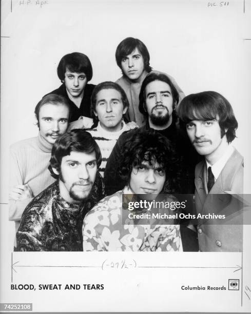 Dick Halligan, Steve Katz, Jerry Weiss , Bobby Colomby , Randy Brecker, Jim Fielder, Al Kooper, and Fred Lipsius of the rock and roll group "Blood...