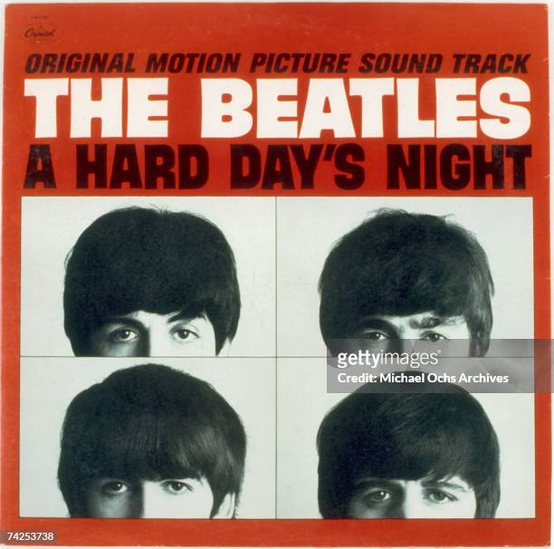 Album cover for rock and roll band "The Beatles" album entitled "A Hard Day's Night" which was released on July 10, 1964. George Harrison, Paul...