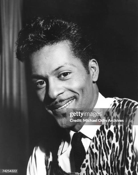 Rock and roll musician Chuck Berry poses for a portrait in circa 1965.