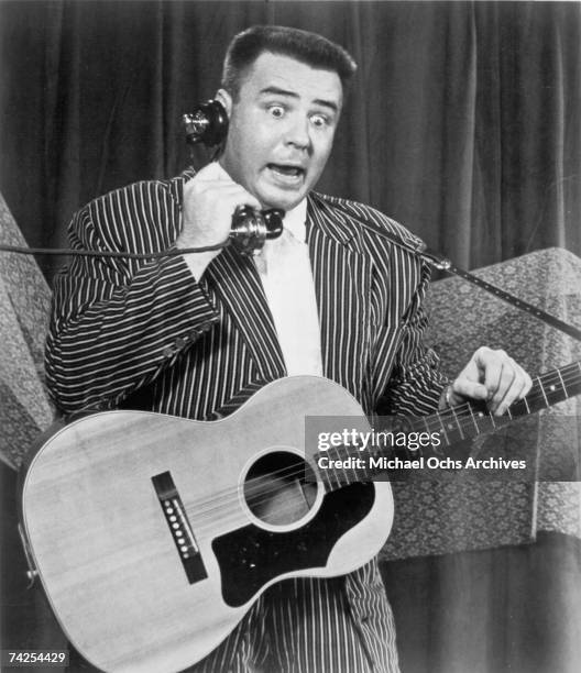 The Big Bopper performs his hit "Chantilly Lace" on stage in 1958.