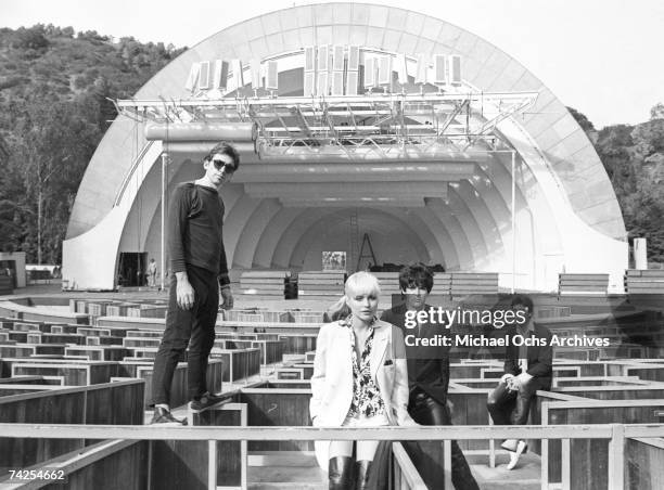 Members of the pop group Blondie pose for a portrait session at the Hollywood Bowl in 1979 in Los Angeles, California.