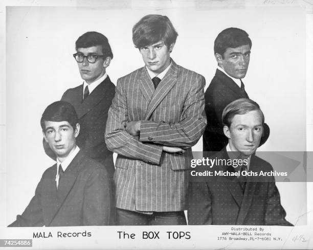 Bill Cunningham, Danny Smythe, Alex Chilton, Gary Talley of the band "Box Tops" pose for a portrait circa 1967. Singer Alex Chilton is in the center.
