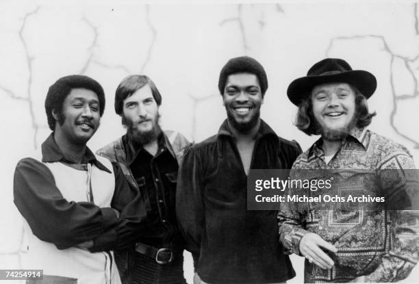 Al Jackson, Steve Cropper Booker T. Jones, and Donald 'Duck' Dunn of the R&B band Booker T. & The M.G.'s pose for a portrait in circa 1968.