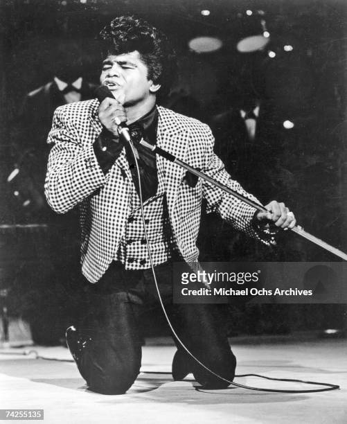 Godfather of Soul" James Brown performs onstage at the TAMI Show on December 29, 1964 at the Santa Monica Civic Auditorium in Santa Monica,...