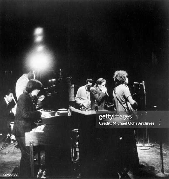 Drummer Sam Lay, keyboardist Mark Naftalin, bassist Jerome Arnold, saxophonist Gene Dinwiddie, singer Paul Butterfield and guitarist Elvin Bishop of...