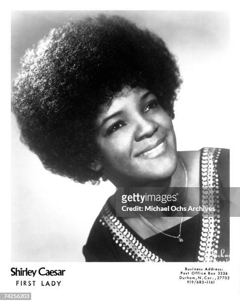 Gospel singer Shirley Caesar poses for a portrait circa 1970 in Philadelphia, Pennsylvania. (Photo by Michael Denning/ Michael Ochs Archives/Getty...