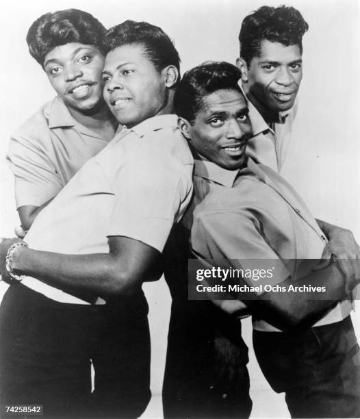 Cornell Gunter, Carl Gardner, Billy Guy and Adolphi Jacobs of the doo wop group "The Coasters" pose for a portrait in 1958.