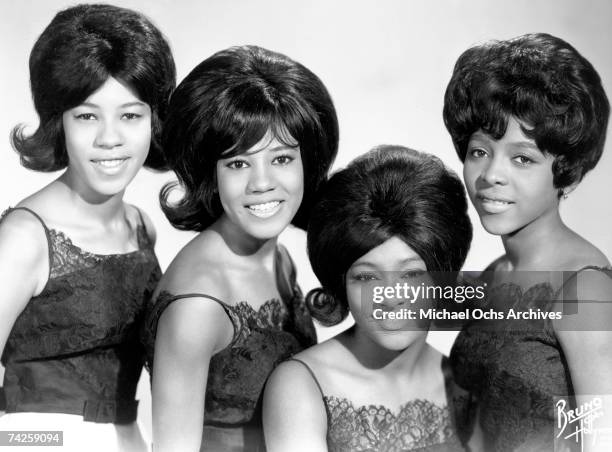 Girl group "The Crystals" including LaLa Brooks, Dolores "Dee Dee" Kinnebrew and Patricia Wright pose for a portrait in circa 1963 in Hollywood,...