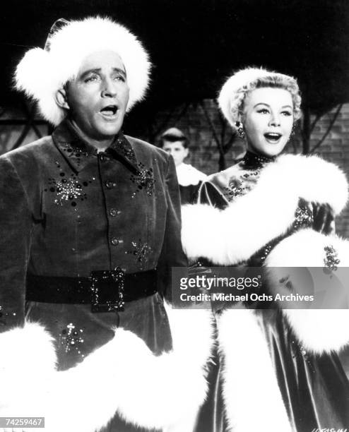 American singer and actor Bing Crosby and American actress and dancer Vera-Ellen in 'White Christmas', directed by Michael Curtiz, 1954. (Photo by...
