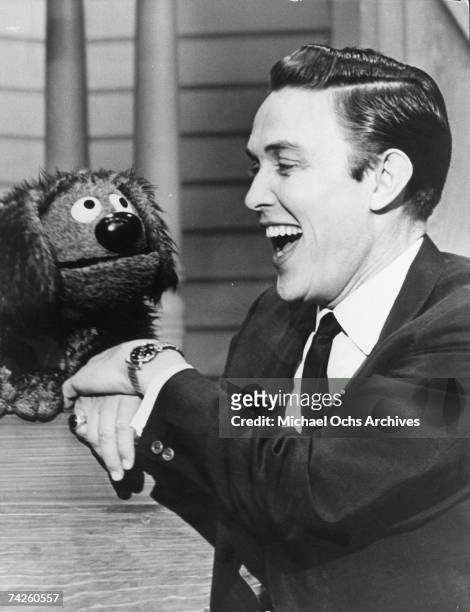 Entertainer and businessman Jimmy Dean with one of Jim Henson's first puppets on "The Jimmy Dean Show" in 1963.