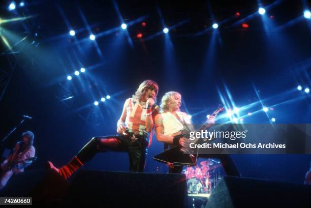 Def Leppard performing in concert in Rochester, New York.