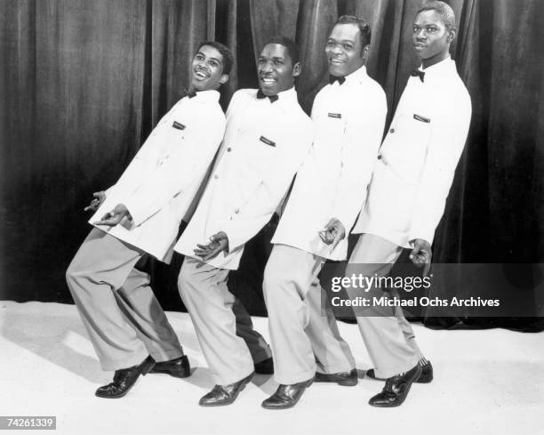 Ben E. King, Charlie Thomas, Dock Green, Elsbeary Hobbs of the doo wop groups "The Drifters" pose for a porrait in 1959 in New York, New York.