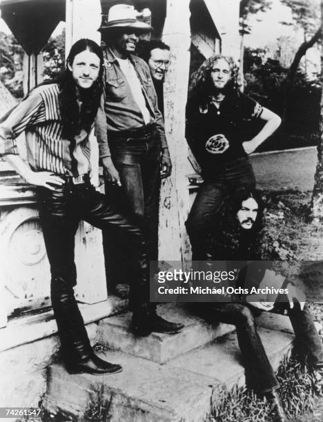 Patrick Simmons, Tiran Porter, John Hartman, Michael Hossack and Tom Johnston of the rock and roll band "The Doobie Brothers" pose for a portrait in...