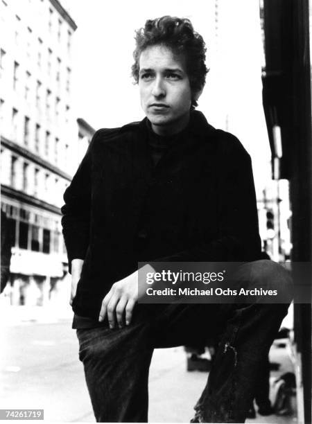 Bob Dylan poses for a portrait that appears on the cover of of his "Another Side of Bob Dylan" album on August 8, 1964 in New York City, New York.