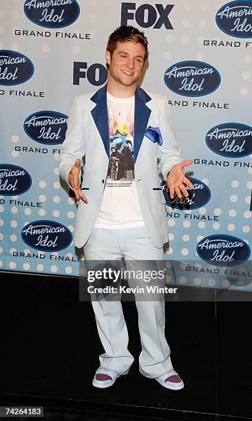 American Idol contestant Blake Lewis poses in the press room during the American Idol Season 6 Finale held at the Kodak Theatre on May 23, 2007 in...