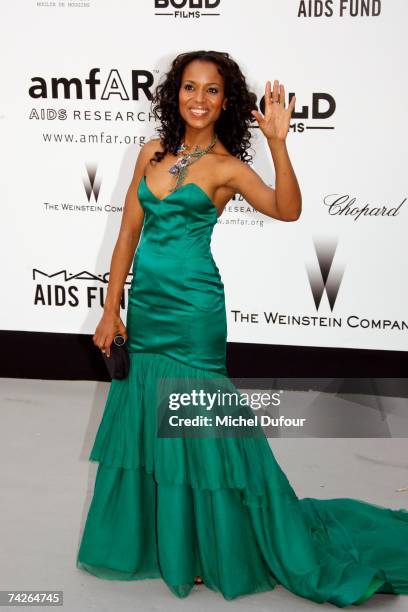 Kerry Washington attends the Amfar party against Aids,on the Red Carpet,on May 23 2007 in Mougins France.