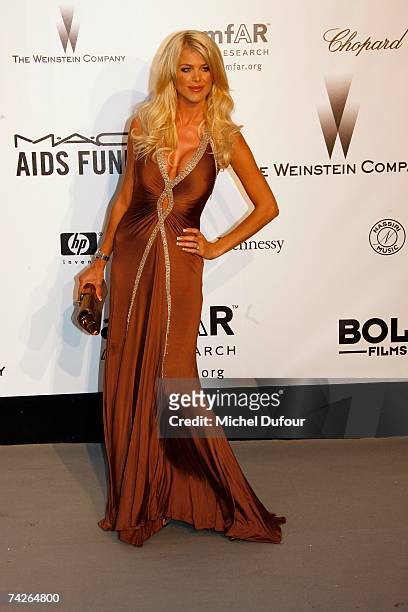 Victoria Silvstedt attends the Amfar party against Aids,on the Red Carpet,on May 23 2007 in Mougins France.