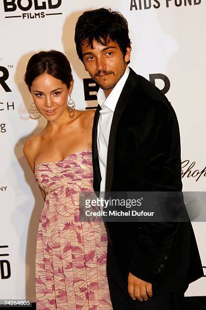 Diego Luna and unidentified guest attends the Amfar party against Aids,on the Red Carpet,on May 23 2007 in Mougins France.