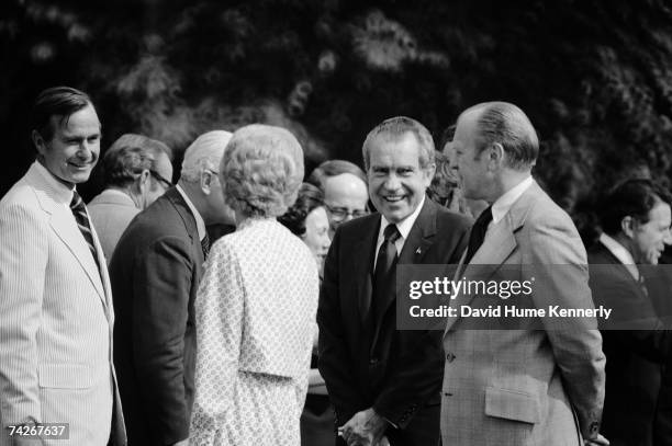 Vice President Gerald R. Ford, U.S. President Richard M. Nixon, First Lady Patricia Nixon and Chairman of the Republican National Committee, George...