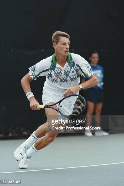Dutch tennis player Paul Haarhuis pictured in action during progress to reach the third round of the Men's Singles tennis tournament at the 1993...