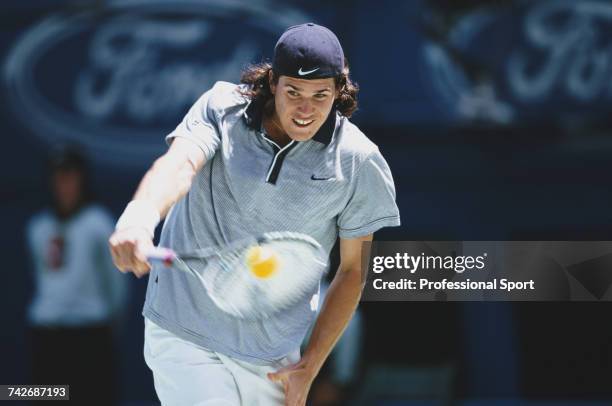 German tennis player Tommy Haas pictured in action during progress to reach the second round of the Men's Singles tennis tournament at the 1999...