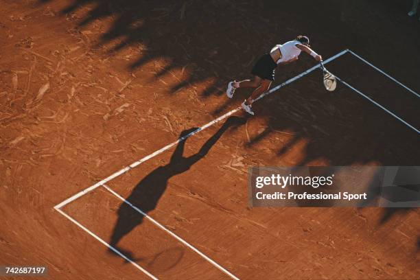 German tennis player Tommy Haas pictured in action during progress to reach the third round of the Men's Singles tennis tournament at the 2000 French...