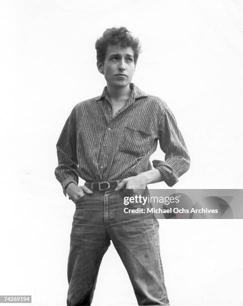 Bob Dylan poses for a portrait to promote the release of his album 'The Times They Are A-Changin'' in January 1964.