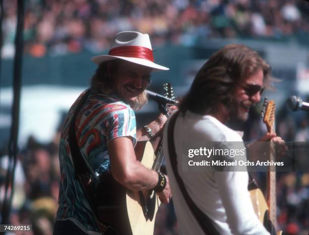 Don Felder of the rock band "Eagles" performing onstage in 1980.
