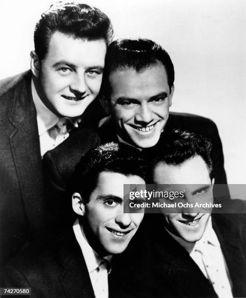 Music group The Four Lovers with Bob Gaudio and Frankie Valli pose for a portrait circa 1958.