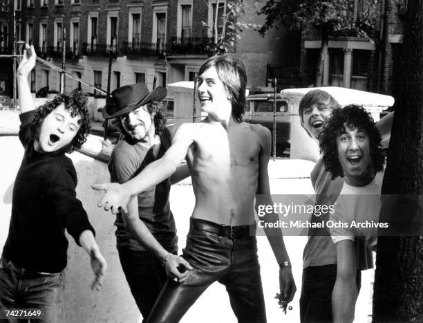 Jeremy Spencer, John McVie, Mick Fleetwood, Danny Kirwan and Peter Green of the rock group "Fleetwood Mac" pose for a portrait in 1968.