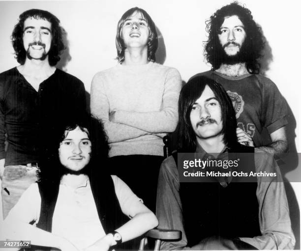 John McVie, Danny Kirwan, Peter Green, Mick Fleetwood and Jeremy Spencer of the rock group "Fleetwood Mac" pose for a portrait in 1968. Photo by...