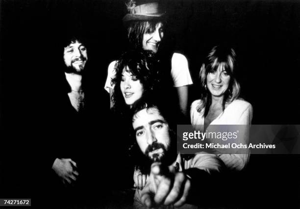 Lindsey Buckingham, Mick Fleetwood, Christine McVie, John McVie and Stevie Nicks of the rock and roll group "Fleetwood Mac" pose for a portrait in...