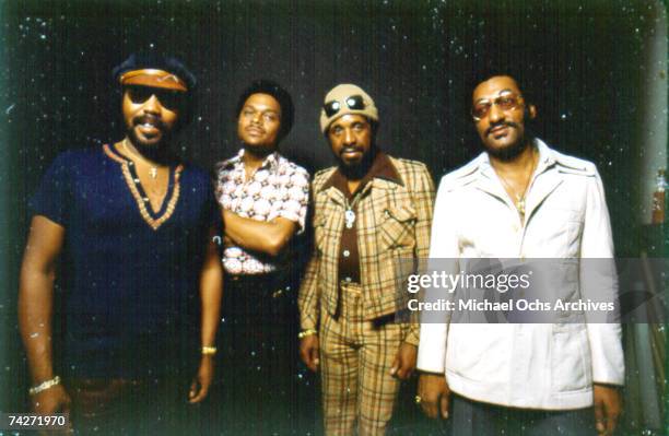 Vocal group "The Four Tops" pose for a portrait in February 1975. Lawrence Payton, Ronaldo "Obie" Benson, Levi Stubbs, Abdul "Duke" Fakir.