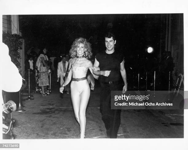 Olivia Newton John and John Travolta at the Grease Premiere party at Paramount Studios, Los Angeles, 13th June 1978.