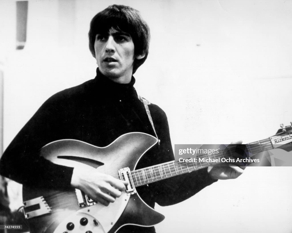 George Har Guitarist George Harrison of the rock and roll band