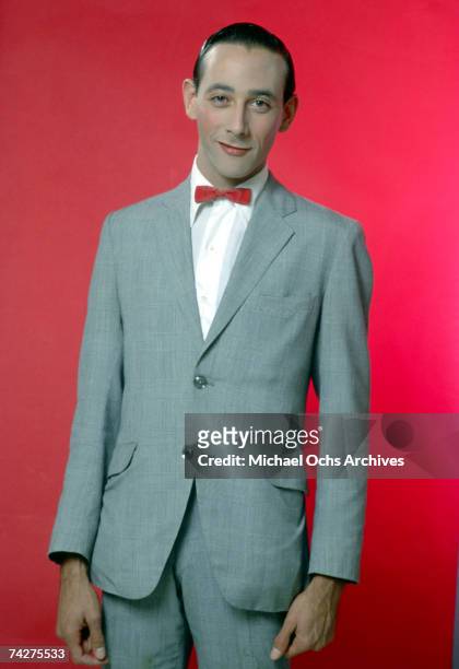 Actor Paul Reubens poses for a portrait dressed as his character Pee-wee Herman in May 1980 in Los Angeles, California.