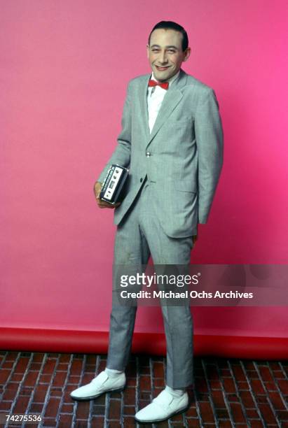 Actor Paul Reubens poses for a portrait dressed as his character Pee-wee Herman in May 1980 in Los Angeles, California.
