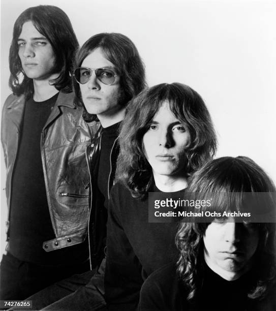 Promotional portrait of The Stooges, made for the release of their eponymous first album, 1969. Left to right: drummer Scott Asheton, guitarist Ron...