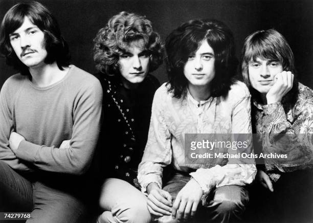 Rock band 'Led Zeppelin' poses for a publicity portrait in 1969 in England. John Bonham, Robert Plant, Jimmy Page, John Paul Jones.