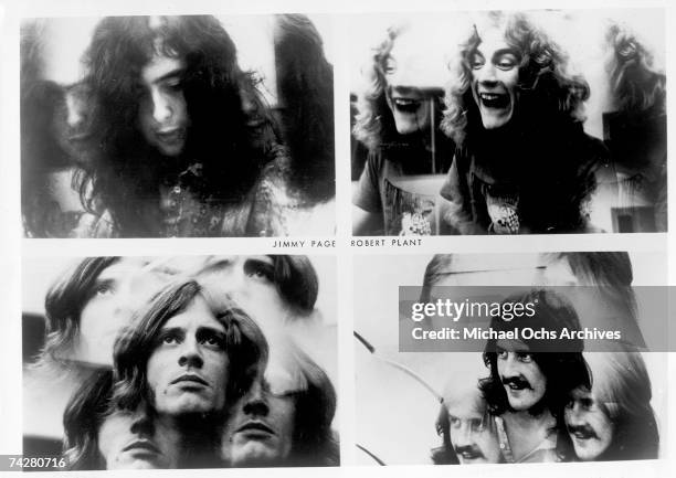 Rock band "Led Zeppelin" poses for a series of multiple exposure solo portraits in 1969. Jimmy Page, Robert Plant, John Bonham, John Paul Jones.