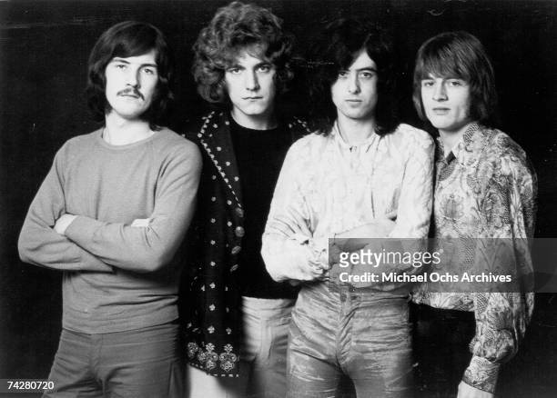 Rock band "Led Zeppelin" poses for a portrait in 1968. John Bonham, Robert Plant, Jimmy Page, John Paul Jones.