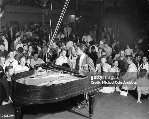 Musician Little Richard performs onstage in circa 1955.