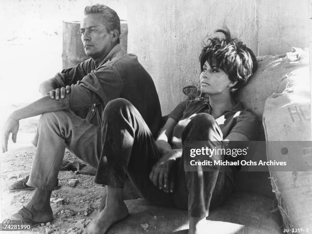 Actors Sophia Loren and Peter Finch on the set of the film 'Judith'. Photo by Michael Ochs Archives/Getty Images