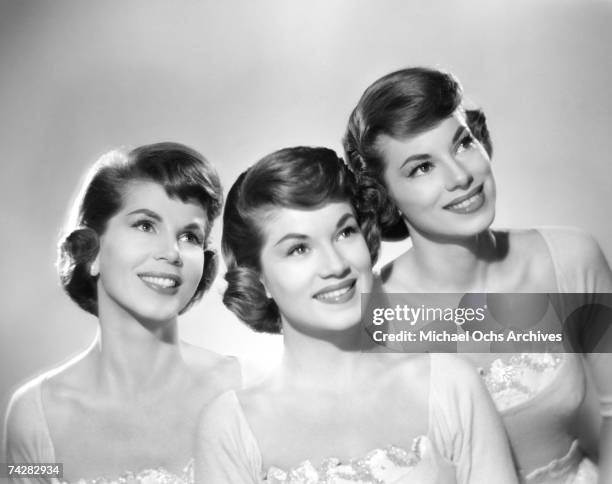 The McGuire Sisters (L-R Christine, Phyllis and Dorothy pose for a portrait circa 1957 in New York City, New York.